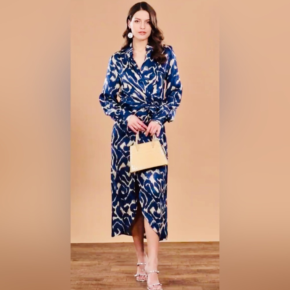 Mango- Blue Print Wrap Dress - Size XXS (NEW)